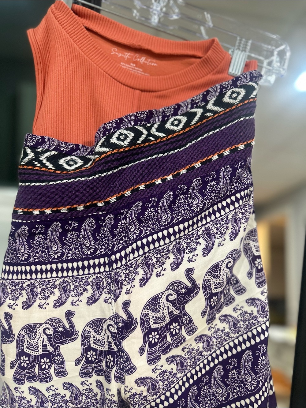 Rhea Costa Coral Knit Tank with Purple Patterned Skirt - Picture 3 of 4